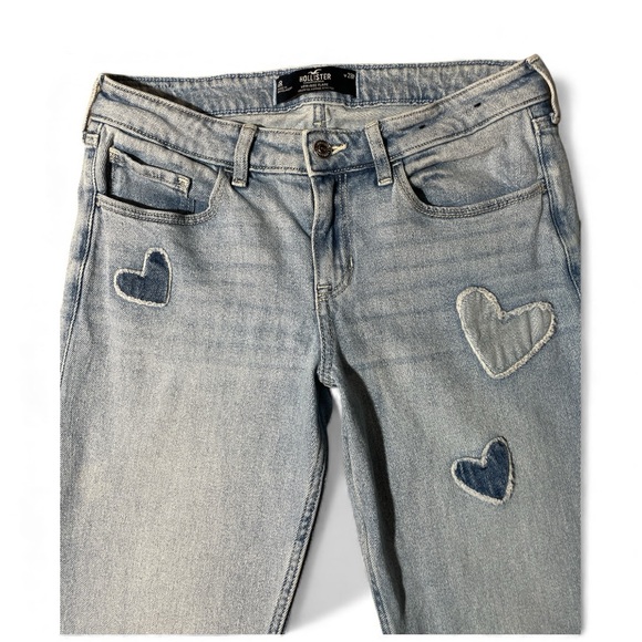 G6- Vintage Women’s 6 Hollister Light Blue Heart Patch Flare Jeans - Picture 2 of 5